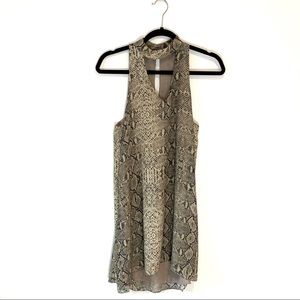 Olivaceous Snakeskin Coker Collar Mini Dress